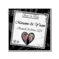 faire-part carré blanc et noir avec diamant