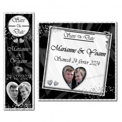 save the date diamant en noir et blanc