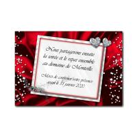 petite carte repas avec diamant en rouge et blanc