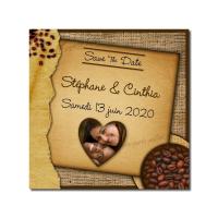 faire-part carré grain de café