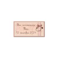 Etiquette dragées coeur et ruban beige
