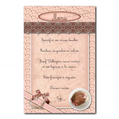 Menu sobre coeur marron beige