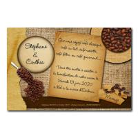 Faire part grain de café marron et beige