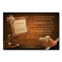 Faire part coeur en bois anniversaire de mariage
