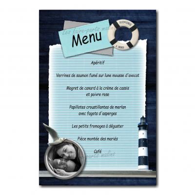 carte de menu océan bleu marine phare mer