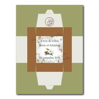 Boite noces de coton vert et marron clair
