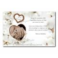 Faire part sur fond de coton anniversaire de mariage 1 an blanc pureté