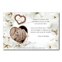 Faire part sur fond de coton anniversaire de mariage 1 an blanc pureté