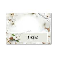 marque-place fleur de coton ruban clair