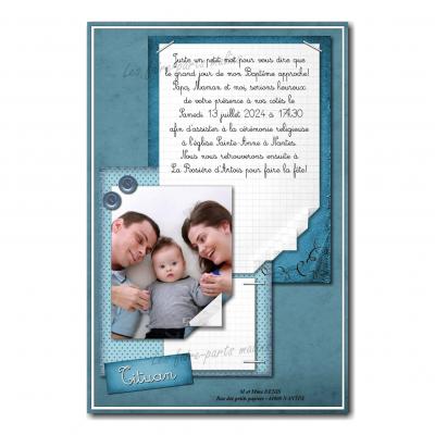 faire part photo parents naissance papier quadrillé