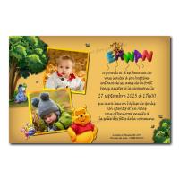 Faire part winnie et porcinet sur fond orange