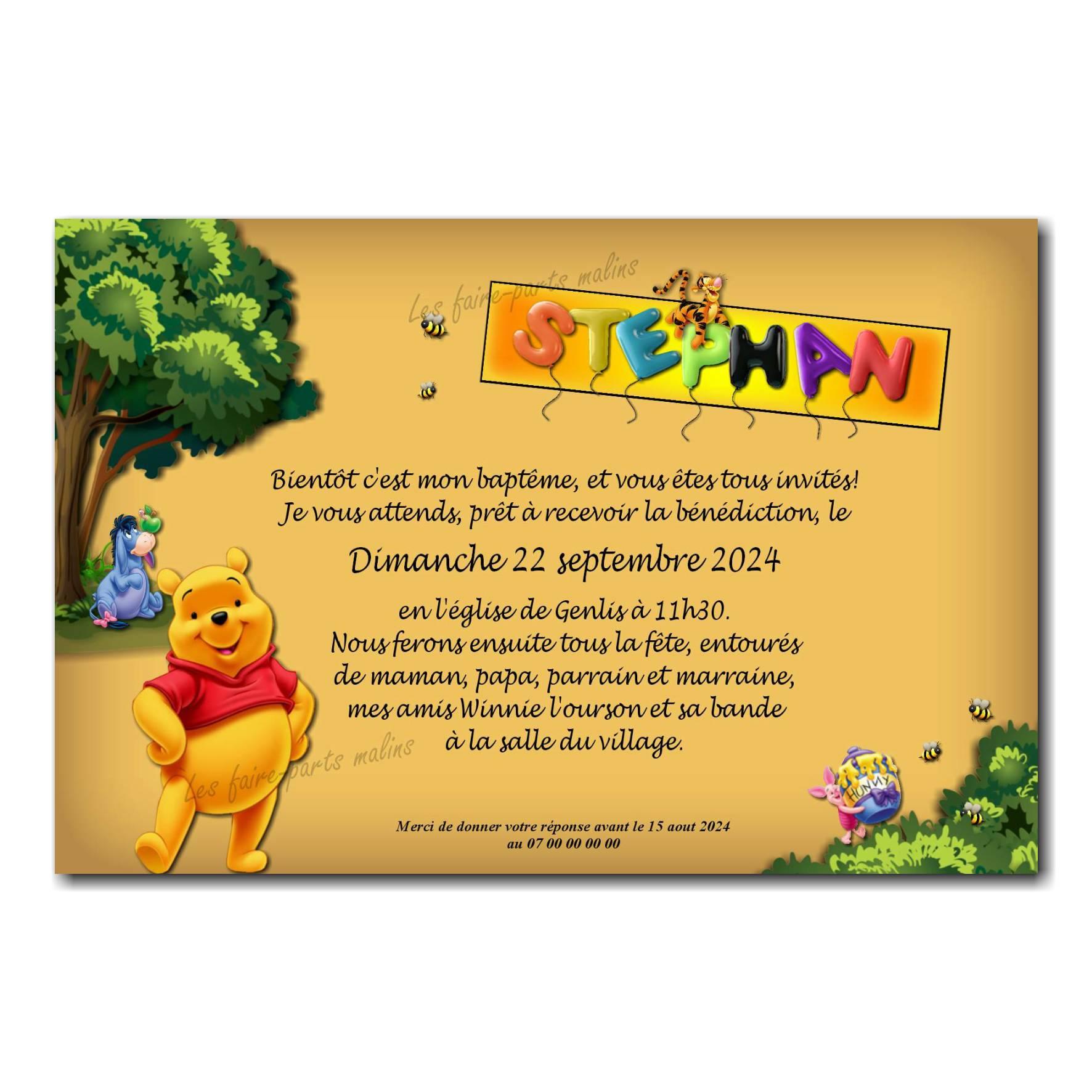 Faire Part Mixte Sur Le Theme Winnie