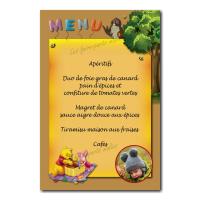 carte de menu winnie l'ourson orange