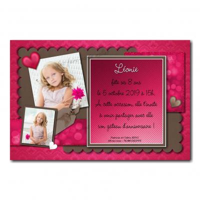 faire part rose foncé marron photo