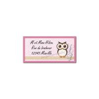 étiquette adresse hibou rose