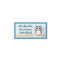 étiquette adresse hibou bleu