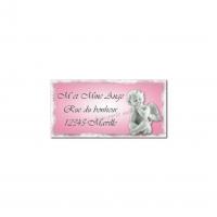 étiquette adresse ange rose et blanc