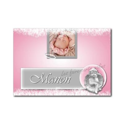 marque-place rose et blanc ange