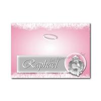marque-place rose et blanc petit ange fille