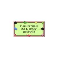étiquette adresse bonbon rose