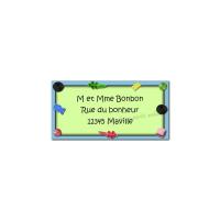 étiquette adresse bonbon bleu