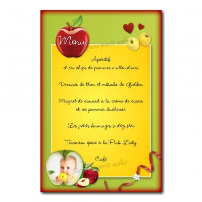 carte de menu coloré avec pommes rouges et vertes