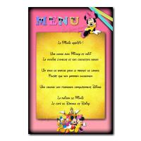 Menu rose minnie tour noir et jaune