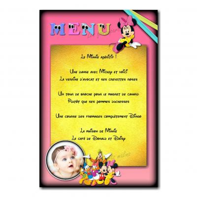 Menu Minnie rose et jaune