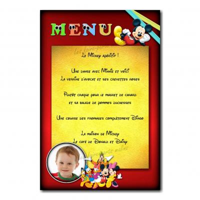 carte de menu Mickey