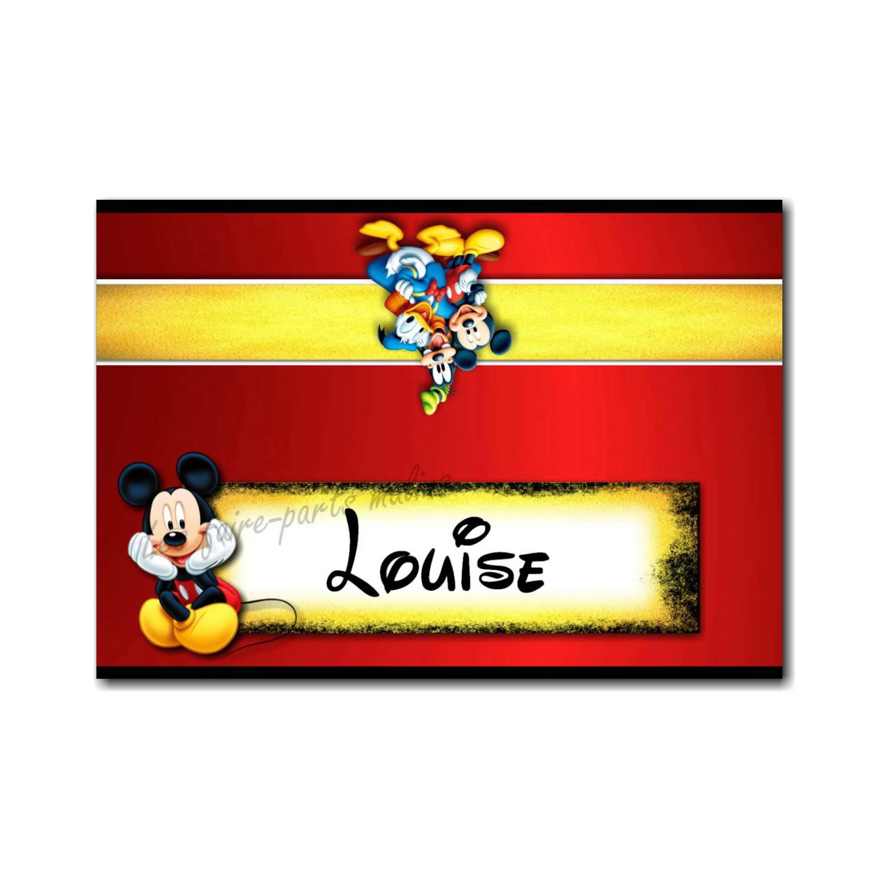 Marque-place rouge mickey mousse