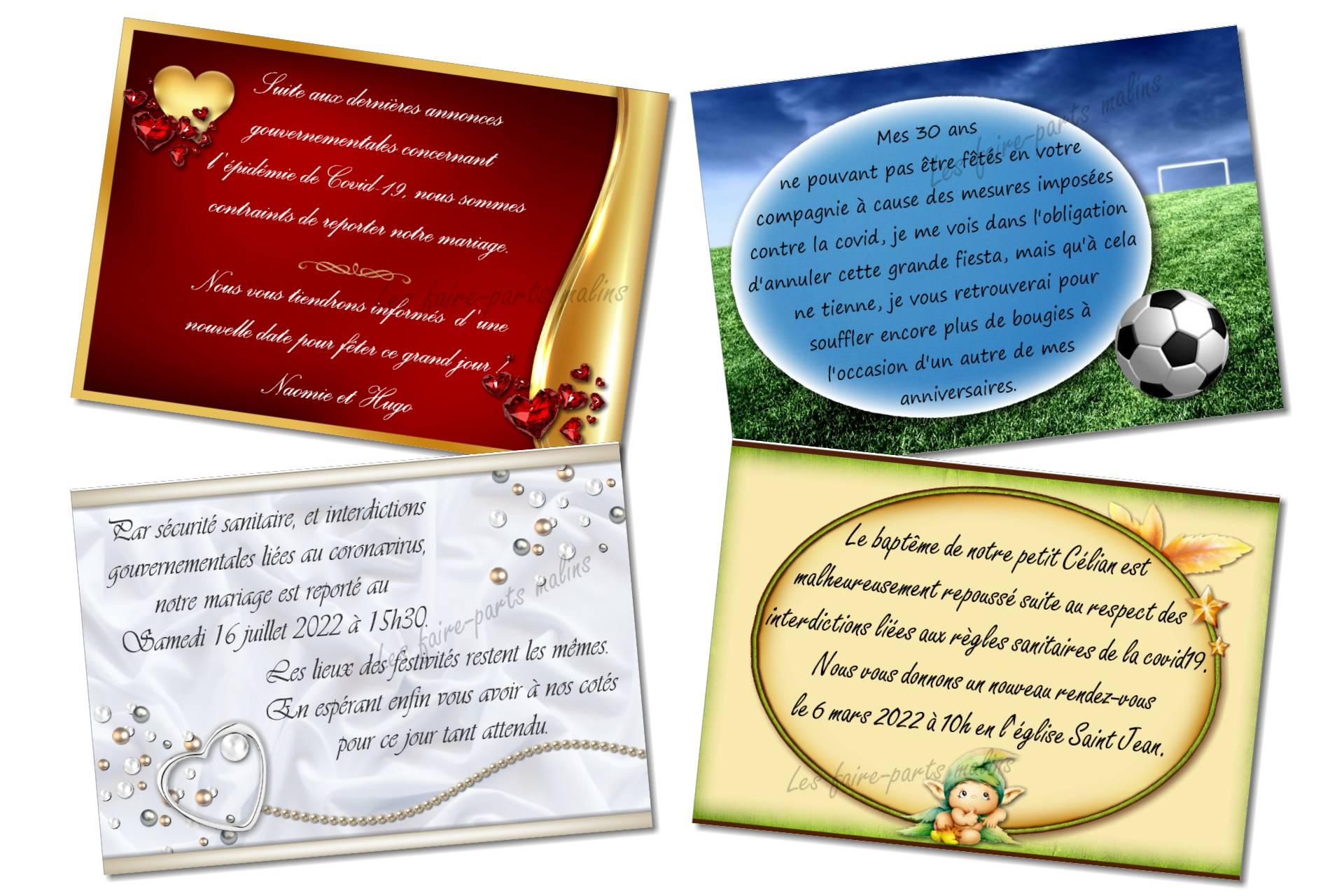 carte annonce annulation mariage ou baptême