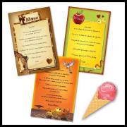 Carte de menu amusante, multicolore et thème enfant