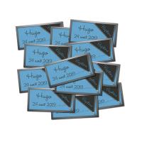 Lot etiquettes dragées gris foncé et bleu zip