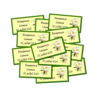 Lot Etiquette dragées marguerite jaune et vert