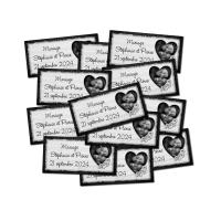 Lot Etiquette dragées coeur en noir et blanc