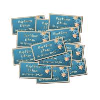 Lot etiquettes dragées bouquet fleur beige et bleu
