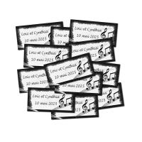 Lot Etiquette dragées musique en noir et blanc
