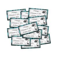 Lot Etiquette dragées turquoise et blanc avec diamants