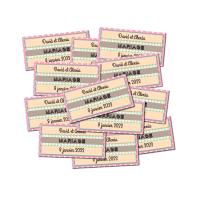 Lot Etiquette dragées vintage fond rose à pois