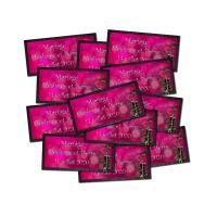 Lot Etiquette dragées fushia et marron avec bambou et galets
