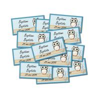 Lot etiquettes dragées hibou yeux rond bleu