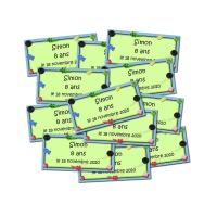 Lot etiquettes dragées bonbon vert et bleu