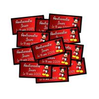 Lot etiquettes dragées mickey noir et rouge
