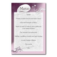 Menu violet et blanc arabesque
