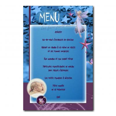 Menu fée bleu et violet magie