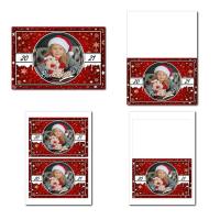 Carte de nouvel an à imprimer rouge avec des flocons