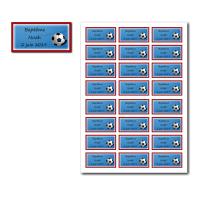 Etiquette dragées à imprimer bleu blanc rouge et ballon de foot