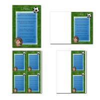 Carte de menu prêt à imprimer avec ballon de foot et terrain avec texte de menu foot