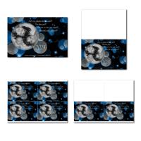 Carte de nouvel an à imprimer avec bulles bleues et bulle photo