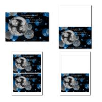 carte de voeux à imprimer avec bulles bleues sur fond sombre